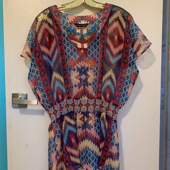 New in, no tags, fashion jewellery, rhodium plated, blue topaz & clear CZ sz 7 - Picture 12 of 13